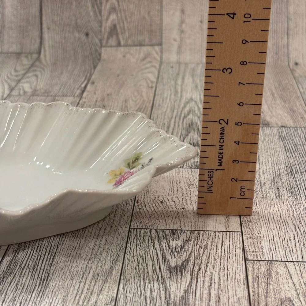 Victoria Carlsbad Austria Ruffled Candy Dish‎ Floral Porcelain Tray Serving Bowl